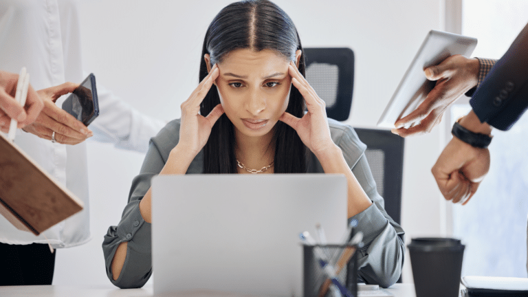 women at work with anxiety